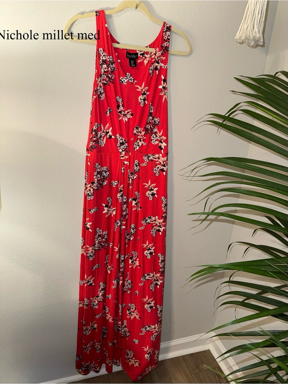 Nichole Miller Red Floral Maxi Dress